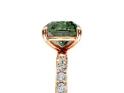 Solitaire Engagement Ring Setting for Fancy Green Cushion Cut Center with Pave Accents and Prong Head in Rose Gold