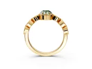 Vintage Station Engagement Ring Setting for Fancy Green Pear-Shaped Center with Accents and Prong Head in Yellow Gold