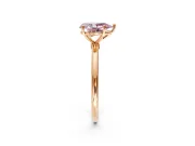 Solitaire Engagement Ring Setting for Fancy Pink Pear-Shaped Center with Straight Thin Band and Prong Head in Rose Gold