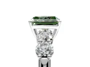5 Stone Engagement Ring Setting for Fancy Green Radiant Cut Center with Graduated Accents and Prong Head in Platinum