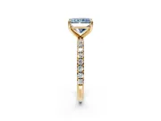 Solitaire Engagement Ring Setting for Fancy Blue Radiant Cut Center with Micro Pave Band and Prong Head in Yellow Gold