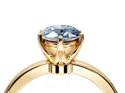 Solitaire Engagement Ring Setting for Fancy Blue Oval Center with Plain Band and Tulip Prong Head in Yellow Gold
