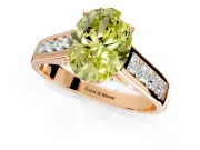 Solitaire Engagement Ring Setting for Fancy Yellow Oval Center with Cathedral Channel Band and Prong Head in Rose Gold