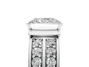 Bezel Engagement Ring Setting for Radiant Cut Center with Wide Channel-Set Band and Bezel Head in Sterling Silver