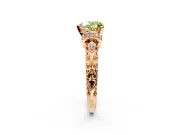 Solitaire Engagement Ring Setting for Fancy Yellow Heart-Shaped Center with Filigree Band and Prong Head in Rose Gold