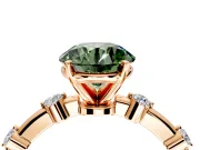 Solitaire Engagement Ring Setting for Fancy Green Round Cut Center with Bezel Station Band and Prong Head in Rose Gold