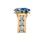 Solitaire Engagement Ring Setting for Fancy Blue Oval Center with Cathedral Channel Band and Prong Head in Yellow Gold
