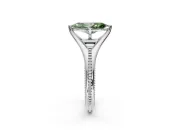 Solitaire Engagement Ring Setting for Fancy Green Marquise Center with Milgrain Cathedral Band and Prong Head in Sterling Silver