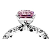 Solitaire Engagement Ring Setting for Fancy Pink Radiant Cut Center with Marquise Panel Band and Prong Head in Sterling Silver