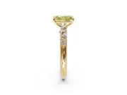 Cluster Engagement Ring Setting for Fancy Yellow Radiant Cut Center with Round Cut Accent Band and Prong Head in Yellow Gold