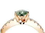 Solitaire Engagement Ring Setting for Fancy Green Pear-Shaped Center with Single Row Accent Band and Prong Head in Rose Gold