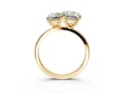 Emerald Cut and Emerald Cut Lab-Grown Diamond Toi et Moi Engagement Ring with Prong-Set Stones in Yellow Gold