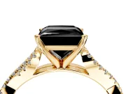Solitaire Engagement Ring Setting for Fancy Black Princess Cut Center with Twisted Pave Split Shank and Prong Head in Yellow Gold