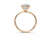 Solitaire Engagement Ring Setting for Princess Cut Center with Straight Thin Band and Prong Head in Rose Gold