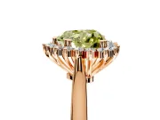 Starburst Halo Engagement Ring Setting for Fancy Yellow Heart-Shaped Center with Thin Round-Wire Band and Prong Head in Rose Gold