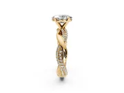 Solitaire Engagement Ring Setting for Oval Center with Pave and Plain Crossover and Basket Head in Yellow Gold