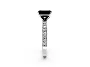 Milgrain Pave Engagement Ring Setting for Fancy Black Emerald Cut Center with Accent Band and Prong Head in Platinum