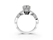 Halo Engagement Ring Setting for Round Cut Center with Pave Infinity Twist Band and Prong Head in Platinum