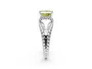 Halo Engagement Ring Setting for Fancy Yellow Princess Cut Center with Rope Twist Split Shank and Prong Head in White Gold
