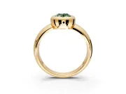 Solitaire Engagement Ring Setting for Fancy Green Oval Center with Wide Band and Bezel Head in Yellow Gold