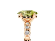 Solitaire Engagement Ring Setting for Fancy Yellow Oval Center with Bezel-Dot Beaded Band and Prong Head in Rose Gold