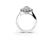 Cluster Halo Engagement Ring Setting for Marquise Center with Milgrain Bezel Accents and Prong Head in Platinum