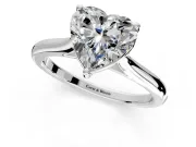 Solitaire Engagement Ring Setting for Heart-Shaped Center with Narrow Cathedral Band and Prong Head in Platinum