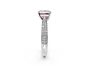 Solitaire Engagement Ring Setting for Fancy Pink Princess Cut Center with Multi-Row Accents and Prong Head in Sterling Silver