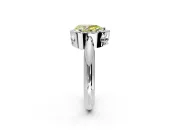 Halo Engagement Ring Setting for Fancy Yellow Pear-Shaped Center with Tapered Plain Band and Prong Head in Platinum