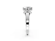 3 Stone Engagement Ring Setting for Oval Center with Matching Side Accents and Prong Head in Platinum