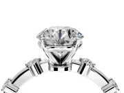 Solitaire Engagement Ring Setting for Round Cut Center with Bezel Station Band and Prong Head in Sterling Silver