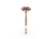 Halo Engagement Ring Setting for Fancy Pink Asscher Cut Center with Pave Accents, Heart Basket and Prong Head in Rose Gold