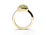 Halo Engagement Ring Setting for Fancy Yellow Princess Cut Center with Inner Milgrain Border and Prong Head in Yellow Gold