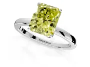 Solitaire Engagement Ring Setting for Fancy Yellow Radiant Cut Center with Thin Rounded Plain Band and Prong Head in Platinum