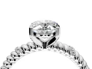 Rope Engagement Ring Setting for Oval Center with Accent Shoulders and Prong Head in Sterling Silver