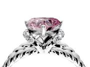 Halo Engagement Ring Setting for Fancy Pink Heart-Shaped Center with Rope Twist Split Shank and Prong Head in White Gold