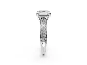 Solitaire Engagement Ring Setting for Asscher Cut Center with Multi-Row Pave Accents and Basket Head in Sterling Silver