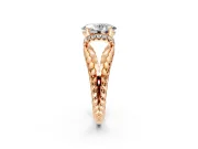 Halo Engagement Ring Setting for Oval Center with Rope Twist Split Shank and Prong Head in Rose Gold