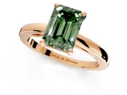 Solitaire Engagement Ring Setting for Fancy Green Emerald Cut Center with Basket Rail and Prong Head in Rose Gold