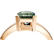 Solitaire Engagement Ring Setting for Fancy Green Radiant Cut Center with Plain Band and Flat Tab Prong Head in Rose Gold