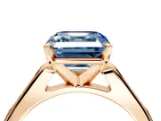 Solitaire Engagement Ring Setting for Fancy Blue Asscher Cut Center with Channel Accents and Prong Head in Rose Gold