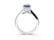 Solitaire Engagement Ring Setting for Fancy Blue Radiant Cut Center with Widening Pave Band and Claw Prong Head in White Gold