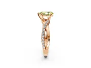 Crossover Engagement Ring Setting for Fancy Yellow Pear-Shaped Center with Pave and Plain Strands and Prong Head in Rose Gold