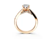 Solitaire Engagement Ring Setting for Cushion Cut Center with Crossover Accents and Prong Head in Rose Gold