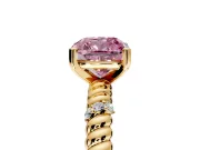 Rope Engagement Ring Setting for Fancy Pink Cushion Cut Center with Accent Shoulders and Prong Head in Yellow Gold