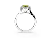 Halo Engagement Ring Setting for Fancy Yellow Radiant Cut Center with Single-Row Pave, Open Basket and Prong Head in Sterling Silver