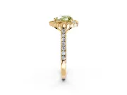 Milgrain Floral Halo Engagement Ring Setting for Fancy Yellow Heart-Shaped Center with Pave Band and Prong Head in Yellow Gold