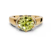 Solitaire Engagement Ring Setting for Fancy Yellow Round Cut Center with Wide Band, Pave Collar and Prong Head in Yellow Gold