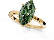 Hidden Halo Engagement Ring Setting for Fancy Green Marquise Center with Wide Flat Plain Band and Prong Head in Yellow Gold