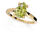 Solitaire Engagement Ring Setting for Fancy Yellow Pear-Shaped Center with Tapered Shoulders and Prong Head in Yellow Gold